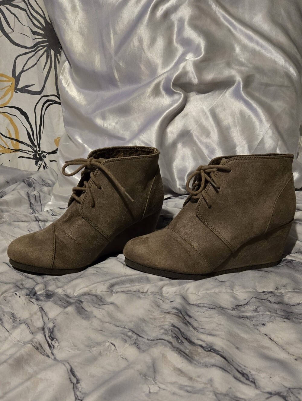 Cityclassified Taupe Suede Lace-Up Ankle Booties - Picture 2 of 6